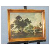 Vintage Watermill Print in Wood Frame