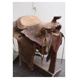 Western Style Tooled Leather Saddle