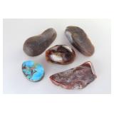 2-Rough Fire Agate Gemstones, 3-Other Gemstones 2-Rough Fire Agate Gemstones, 3-Other Gemstones
