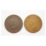 1880 VG, 1874 G Indian Head Pennies