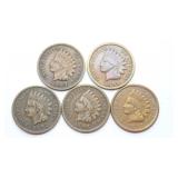 1892VG, 1893G, 1894G, 1896VG, 1897F Indian Heads 1892VG, 1893G, 1894G, 1896VG, 1897F Indian Heads