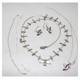 Sterling Silver Hummingbird Necklace & Earrings