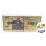 TRUMP 2020 Gold Foil Million $ Novelty Banknote & TRUMP 2020 Gold Foil Million $ Novelty Banknote &