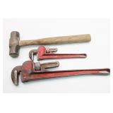 Double Face Octagon Sledge Hammer, 2-Pipe Wrenches