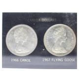1967 Flying Goose/1966 Canoe Silver Canada Dollars 1967 Flying Goose/1966 Canoe Silver Canada Dollars