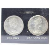 1967 Flying Goose/1966 Canoe Silver Canada Dollars