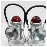 (2) Railroad Style Lantern Lights w Red Top Globe (2) Railroad Style Lantern Lights w Red Top Globe