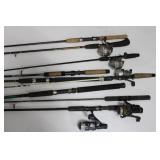(9) Fishing Rods and (5) Reels in Bucket (9) Fishing Rods and (5) Reels in Bucket