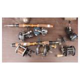 Two Telescoping Rods & Six Vintage Reels Two Telescoping Rods & Six Vintage Reels