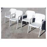 4 White Plastic Patio Chairs