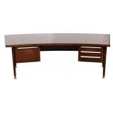 STOW & DAVIS Walnut Executive Desk w/ Glass Top