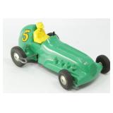 Green No 5 Wind-Up Plastic Toy Race Car w/ Driver