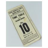 Time Table of the Alliance Division No.10