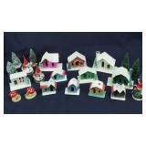 (11) Vintage Putz Cardboard Christmas Houses