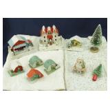 (7) Vintage Putz Christmas Cardboard Houses