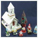 Vintage  Putz Christmas Cardboard Church plus