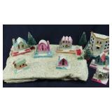 (8)  Vintage Putz Christmas Cardboard Houses plus