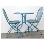 Round Bistro Outdoor Table and 2 Metal Chairs