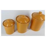 Lot of 3 Gold Fiesta Ware Canisters USA