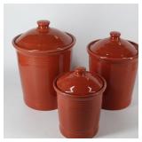 Lot of 3 Rust Fiesta Ware Canisters USA