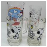 (4) Snoopy Collector Glasses/Mugs