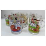 (8) Glass Garfield Characters Mugs
