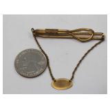 Man 10K Gold Chain & Signet, Gold Plated Tie Clasp