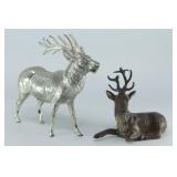 Antique Cast Metal Deer Figurines (2)