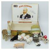 Vintage Collection of Felt Animals, in a King