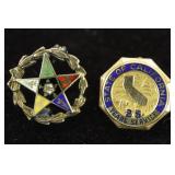10K Eastern Star Pin & 10K 25 Year California Pin