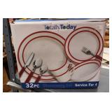 Service for 4 Red Ring Dish Set  Totally Today