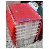 Six 12 gal Flip-Top Totes
