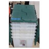 Six 12gal  Industrial Flip-Top Totes