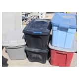 Five Totes w/Lids Rubbermaid -  Roughneck