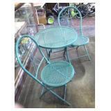 Round Metal Bistro Outdoor Table & 2 Chairs