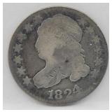 1824 Capped Bust Dime - 4/2 Flat