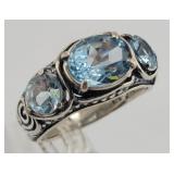 .925 & Sapphire Signed PZ Israel Ring - 8.2 gtw