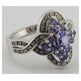 .925, Tanzanite & Diamond Cocktail Ring - 7.2 gtw