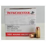 (100rd) .380 Auto FMJ FN WINCHESTER Ammo