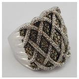 Signed SJ .925 Celtic Braid Diamond & Emerald ...