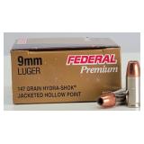 (20rd) 9mm Luger Hydra-Shok JHP FEDERAL Ammo
