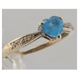 10K Gold, Topaz & Diamond Heart Ring - 1.4 gtw