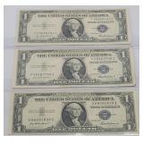 (3) 1935 F $1 Silver Certificates - Blue Seal