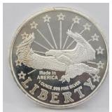 One Troy Oz .999 Fine Silver Liberty Eagle Round