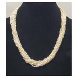 14K Gold & Rice Pearls Twist Multi-Strand Necklace
