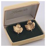 Krementz Gold Tone Maple Leaf Signed Earrings ...