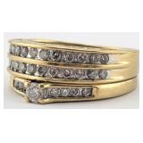 3 Band Diamond Ring Wedding Set 10K 6.35 Grams
