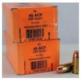 100rd 45 ACP Plated Remanufactured Ammo
