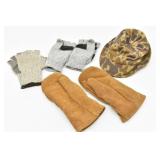 Wool Winter Gloves, Leather Mittens & Hat...