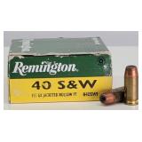 25rd 40 S&W JHP Remington Ammo